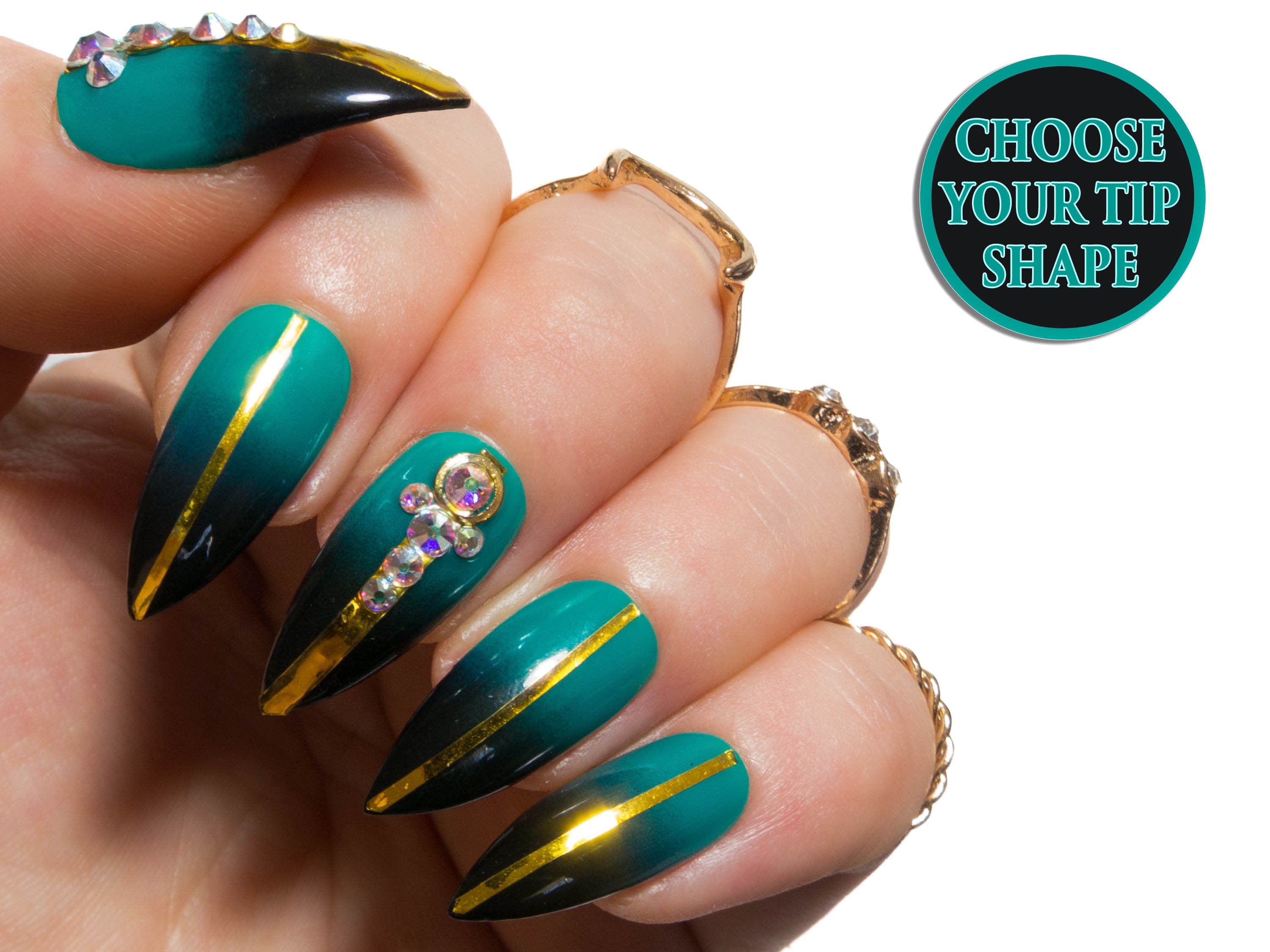 Teal Ombre Nails - Etsy Teal Ombre Nails - Etsy