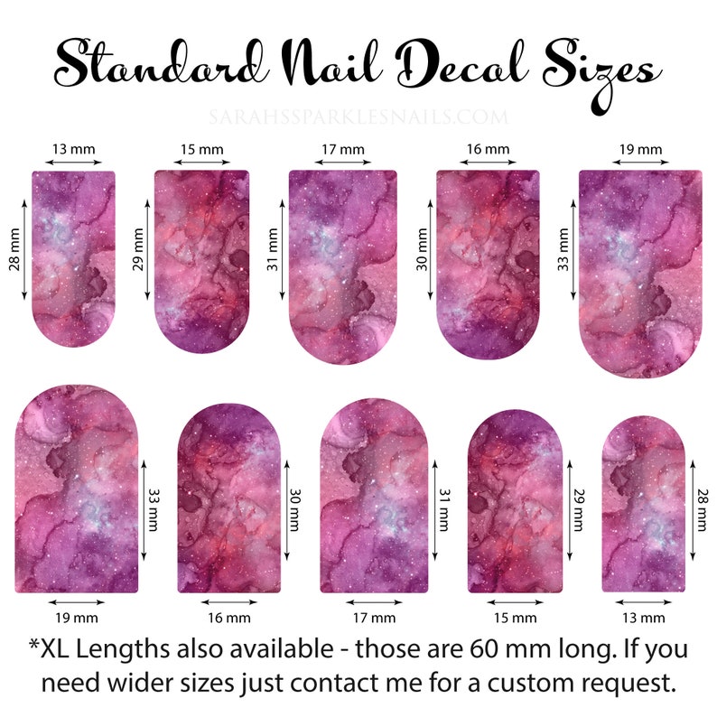 Candy Pink Galaxy Waterslide Nail Decals Opaque Full Nail Etsy