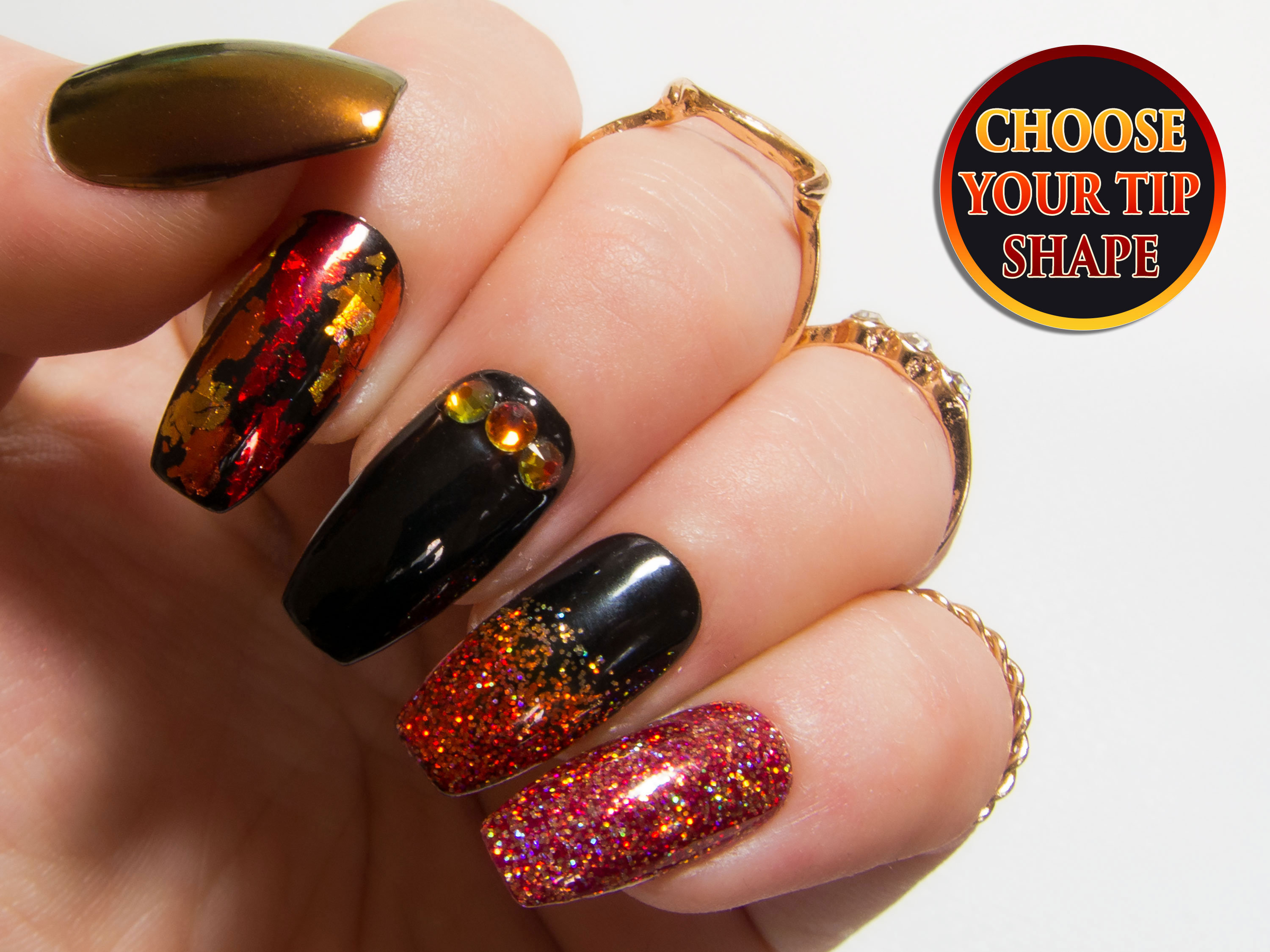 Red And Black Nails Coffin Fake Nails Nail Art False Nails Etsy