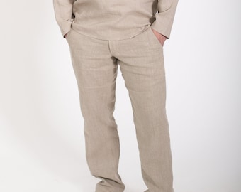 Natural linen men's linen pants.