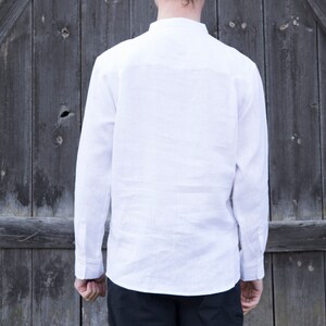 White linen classic handmade men's shirt | Etsy