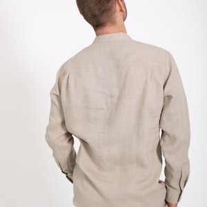 Natural linen classic handmade men's shirt image 2