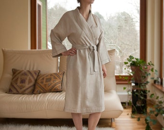 Classical Pure Linen Robe for Women