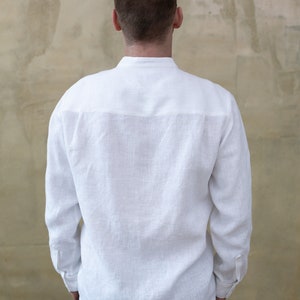 White Linen Classic Handmade Men's Shirt - Etsy