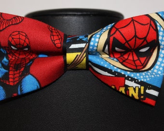 Handmade Spiderman Bow Tie Necktie – Baby Blue, Cotton, Marvel Costume Accessory