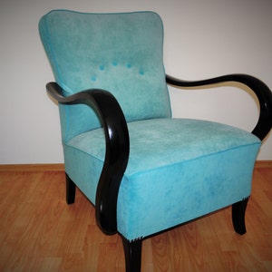 Restored turquoise art deco armchair image 4