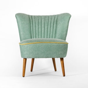 Silla de cóctel turquesa totalmente restaurada de la década de 1970