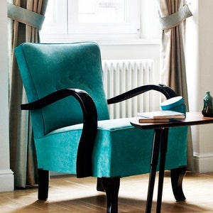 Restored turquoise art deco armchair