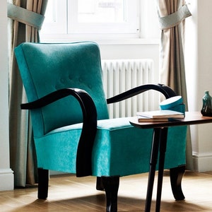 Restored turquoise art deco armchair image 1