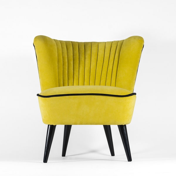 Chaise cocktail jaune (moyenne) des années 70