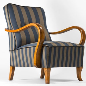 Striped Art Deco armchair  - fully restored