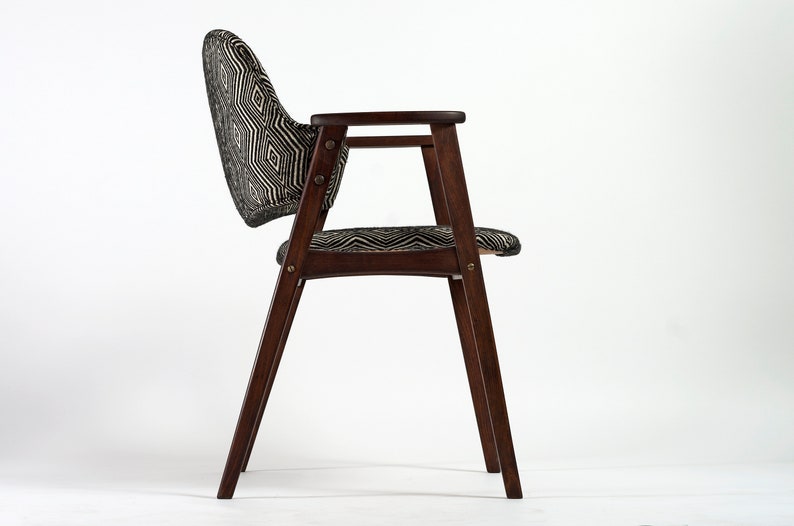 Rhombus paterned Functionalist / MCM dining chair from 1970's image 3