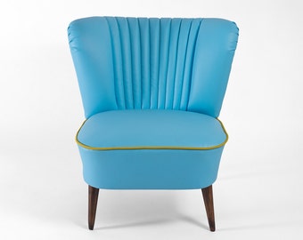 Blue faux leather cocktail chair from 1971 - fully restored