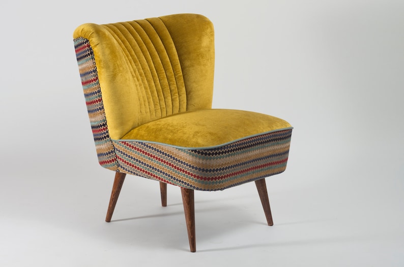 Gold and stripes Cocktail Chair medium from 70's restored image 2