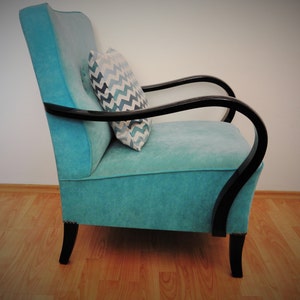Restored turquoise art deco armchair image 5