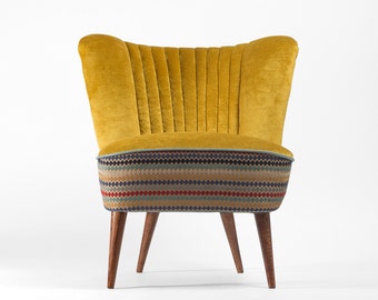 Gold and stripes Cocktail Chair (medium) from 70's - restored