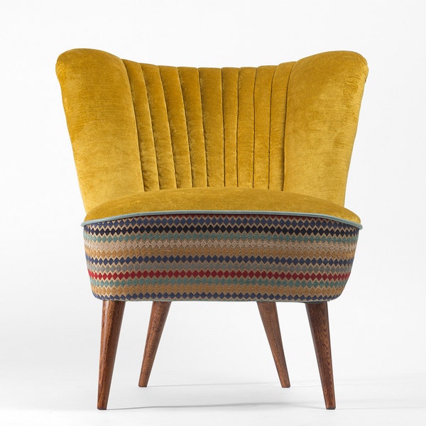 Gold and stripes Cocktail Chair (medium) from 70's - restored