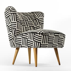 Completely restored Black and White cocktail chair from 1970's zdjęcie 2