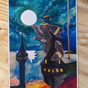 Limited Edition Moonbreon Watercolor Hand Embellished Art Print  Umbreon VMAX Alt Art