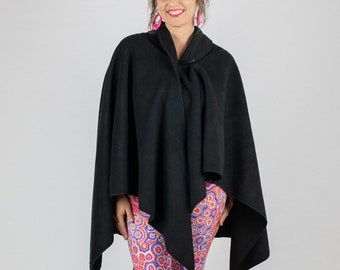 BLACK CAPE- UNHOODED, Australian Made, Polar Fleece, Medieval, Cosplay, Superhero, Plus Size, Cape, Cloak, Handmade