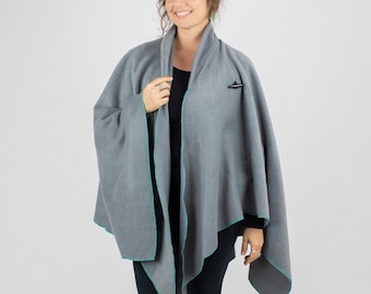 GREY CAPE - UNHOODED, Australian Made, Polar Fleece, Medieval, Cosplay, Superhero, Plus Size, Cape, Cloak, Handmade.