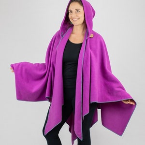 MAGENTA HOODIE CAPE, Australian Made, Wrap, Poncho, Cloak, Handmade, Medieval, fairy, unicorn, Cosplay, Fantasy, Witch, Handmade