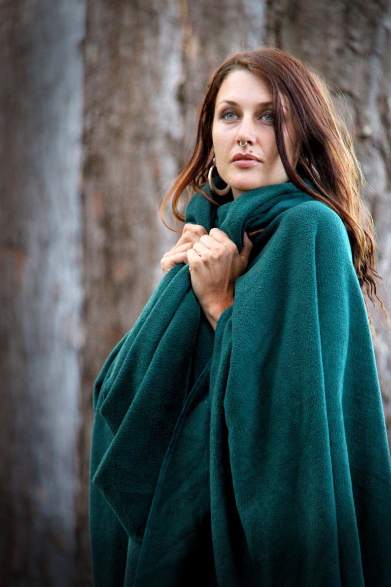 GREEN CAPE UNHOODED, Forest Green, Australian made, Polar Fleece, Medieval, Cosplay, Superhero, Plus Size, Cape, Cloak, Handmade. image 6