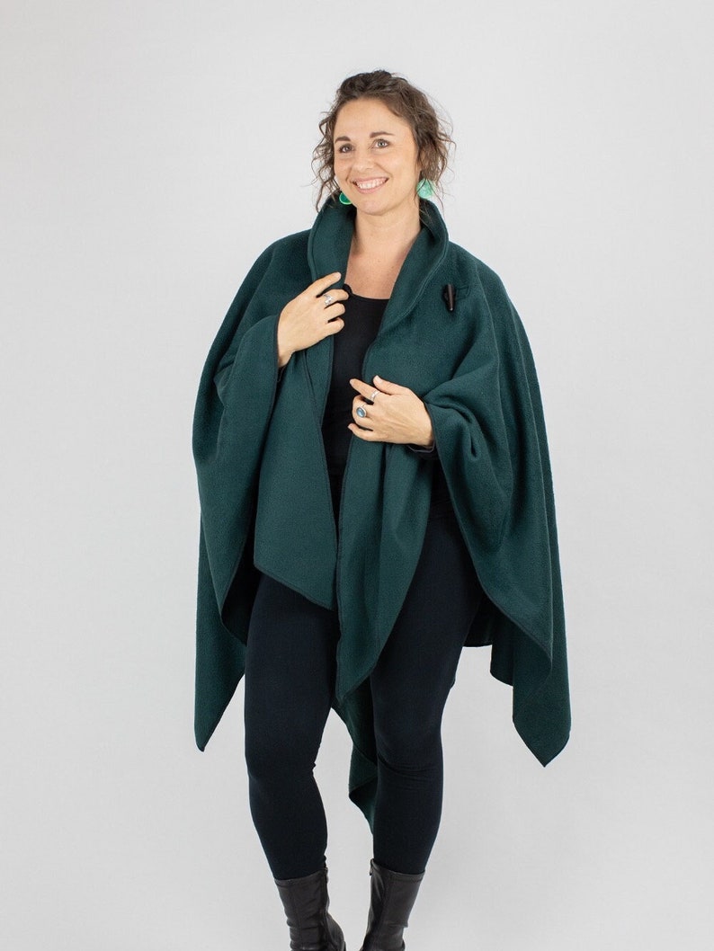 GREEN CAPE UNHOODED, Forest Green, Australian made, Polar Fleece, Medieval, Cosplay, Superhero, Plus Size, Cape, Cloak, Handmade. image 1