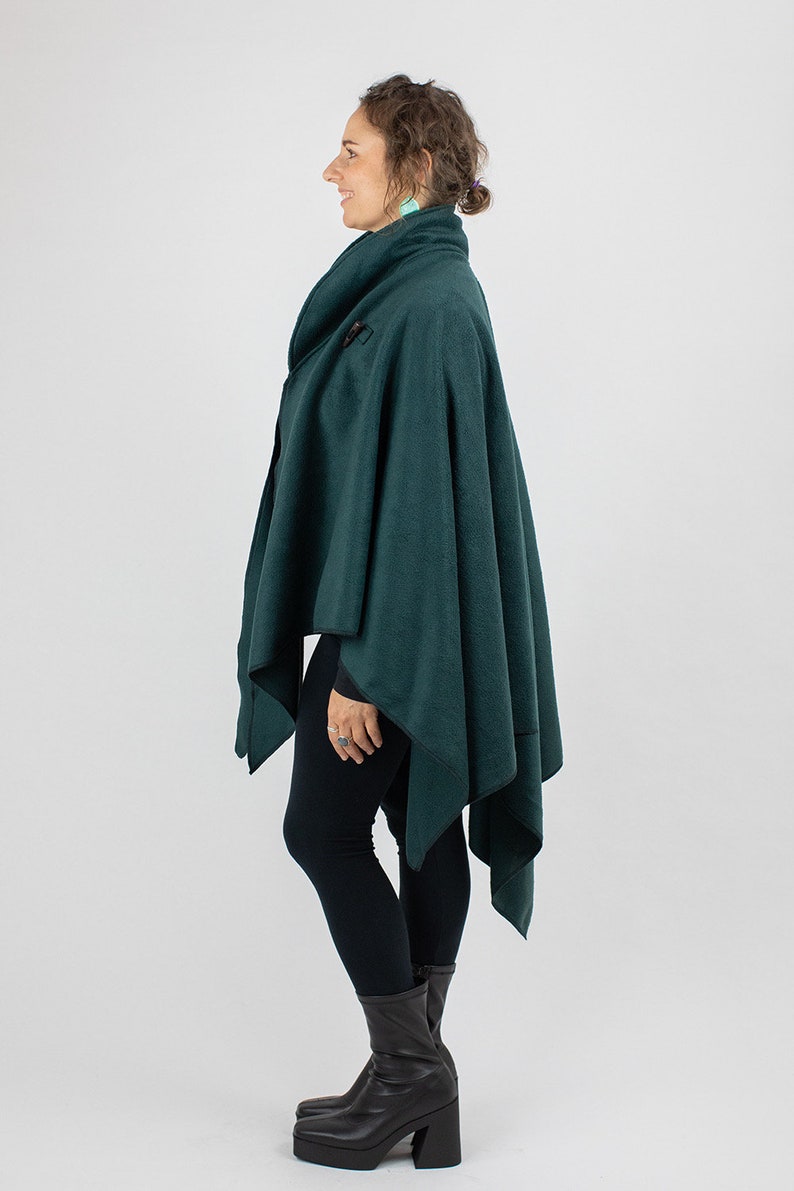 GREEN CAPE UNHOODED, Forest Green, Australian made, Polar Fleece, Medieval, Cosplay, Superhero, Plus Size, Cape, Cloak, Handmade. image 2