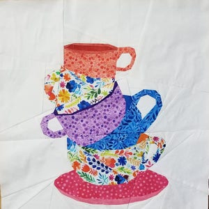 Stacked Teacup Foundation Paper Piecing Pattern