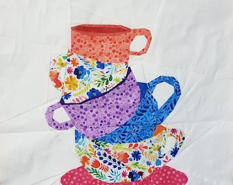 Stacked Teacup Foundation Paper Piecing Pattern
