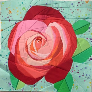 Real Rose White to Red Foundation Paper Piecing Pattern