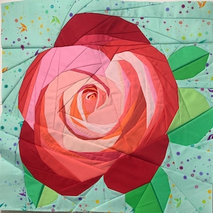 Real Rose White to Red Foundation Paper Piecing Pattern