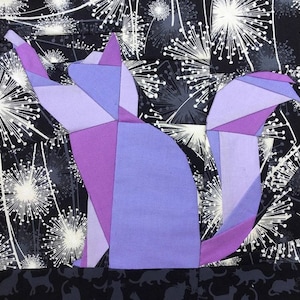Reaching Cat Foundation Paper Piecing Pattern