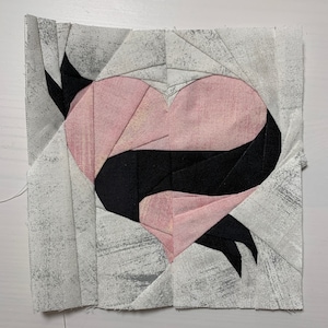 Heart Ribbon Foundation Paper Piecing Pattern