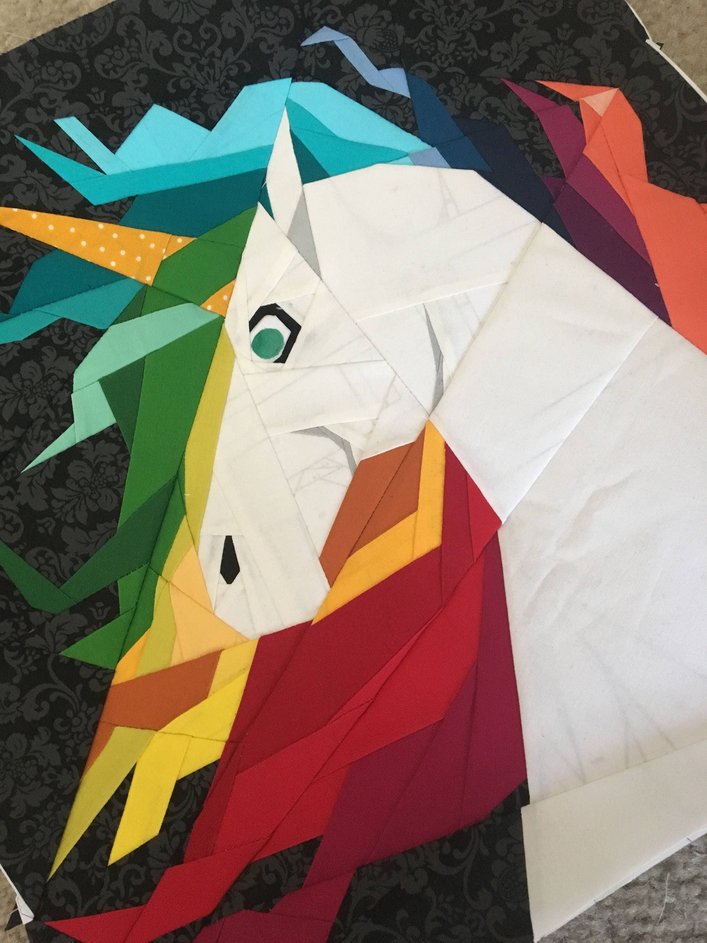 Rainbow Unicorn Head Foundation Paper Piecing Pattern - Etsy Canada