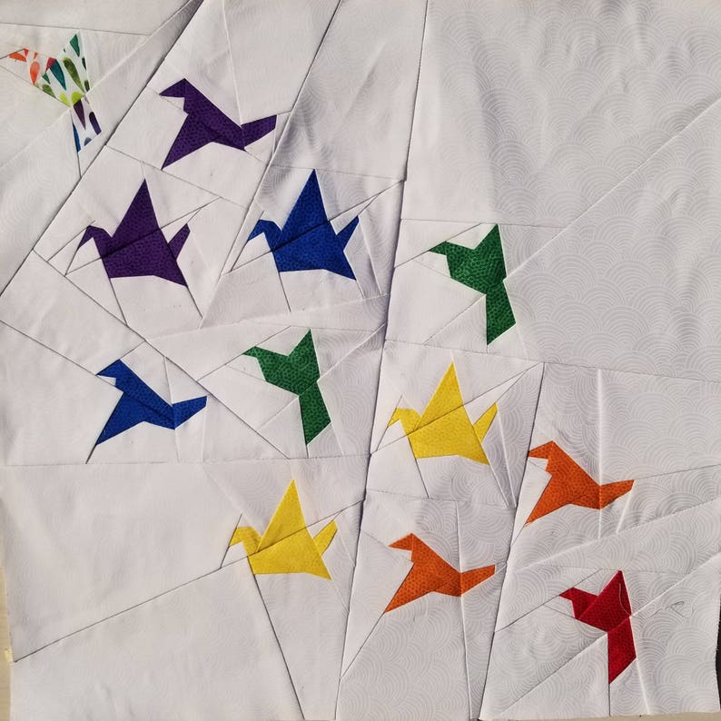 Flying Origami Cranes Foundation Paper Piecing Pattern Etsy