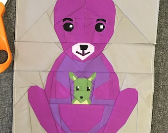 Kangaroo with Baby Foundation Paper Piecing Pattern