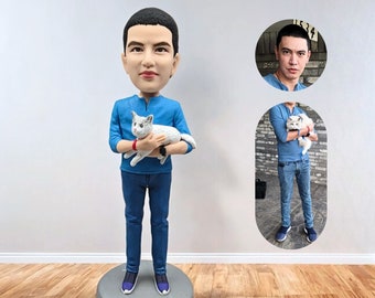 Custom Bobbleheads with pets, Personalized Action Figure, Create Your Own Bobblehead, Handmade pets Bobbleheads , Gift for boyfriend