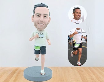 Custom Running Man Bobbleheads, Personalized father Bobblehead, Unique Sporter Figure Doll Cake Topper For Men, Anniversary Gifts