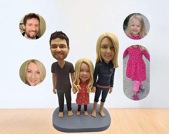 Bobbleheads personalizados para miembros de la familia, regalos bobblehead hechos a mano, muñeca de figura de arcilla personalizada, topper de pastel único, regalo de aniversario para ella