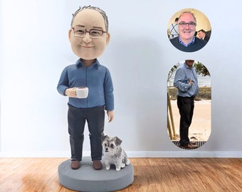 Custom Bobblehead With Pet from Photo, Personalized Gifts for Pet Lovers, Handmade team members Bobblehead Figure, Gift for boss/father