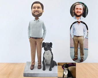 Custom Man and pets Bobblehead, Personalized Bobblehead for Father from Photos, Cool Fathers Day Gifts, Unique Gifts for Dog Lovers