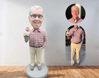 Personalized Grandfather Bobbleheads, Custom Company Team Bobbleheads, Make a Unique Man Bobblehead From Photo, Christmas Gift for Husband