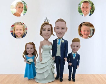 Custom Family Bobbleheads, Personalized Parents With Kids Bobbleheads, Family memorial Bobble heads gifts, wedding Bobbleheads for couples