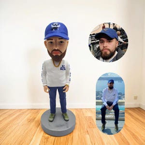 Custom bobblehead for husband/boyfriend, make a clay bobblehead doll from your photo, pet bobblehead keychain, Company team bobblehead