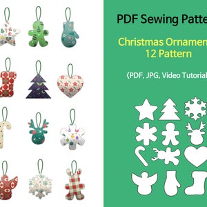 PDF Pattern / Christmas Ornaments 12 PDF Pattern / Sewing pattern for Christmas crafts / Video Tutorial