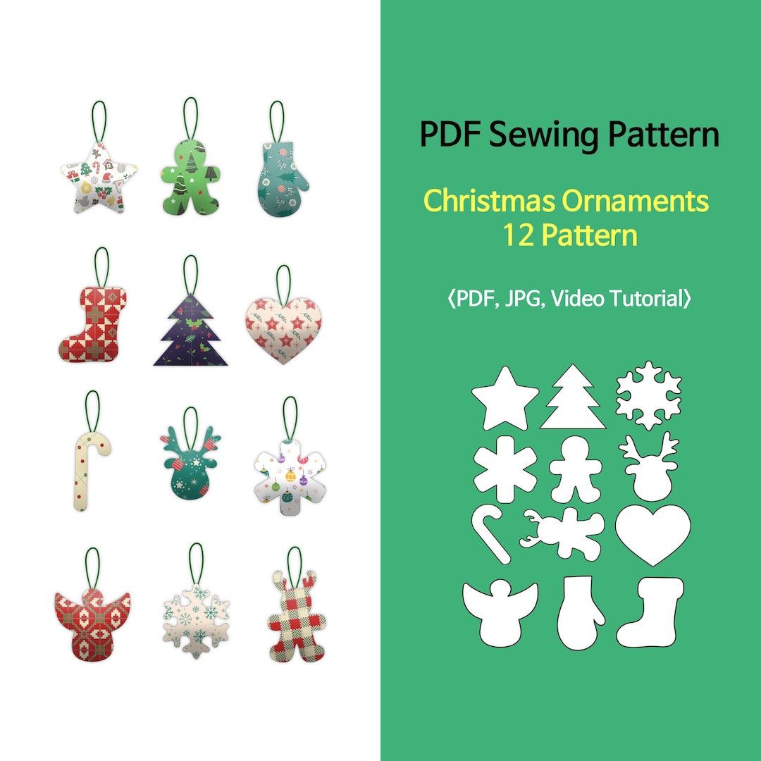 PDF Pattern / Christmas Ornaments 12 PDF Pattern / Sewing Pattern for ...