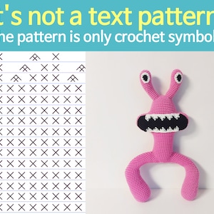 PDF Pattern, Crochet stuffed dolls toys, Roblox Rainbow Friends pink doll, crochet symbols pattern