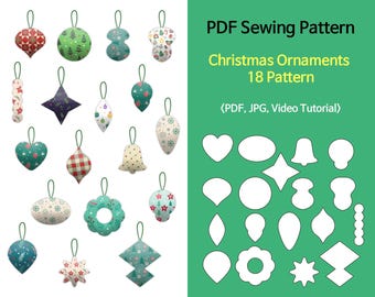 PDF Pattern / Christmas Ornaments 18 PDF Pattern / Sewing pattern for Christmas crafts / Video Tutorial